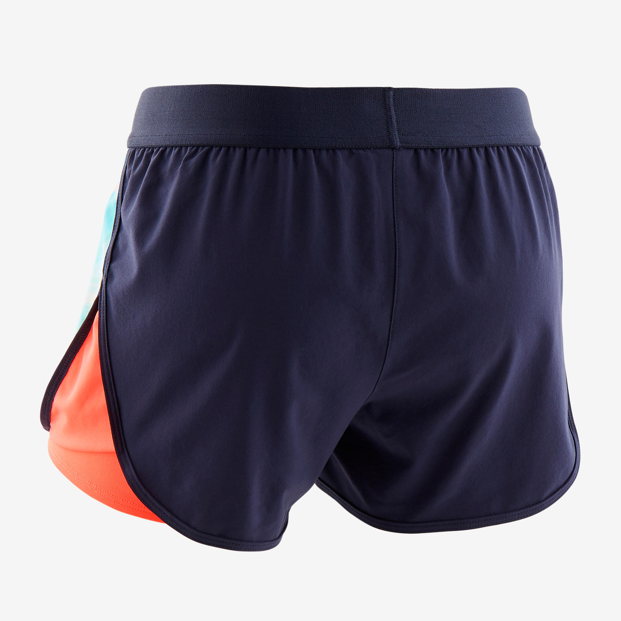 Girls' 2-in-1 Breathable Multisport Shorts - Blue & Coral 3/4
