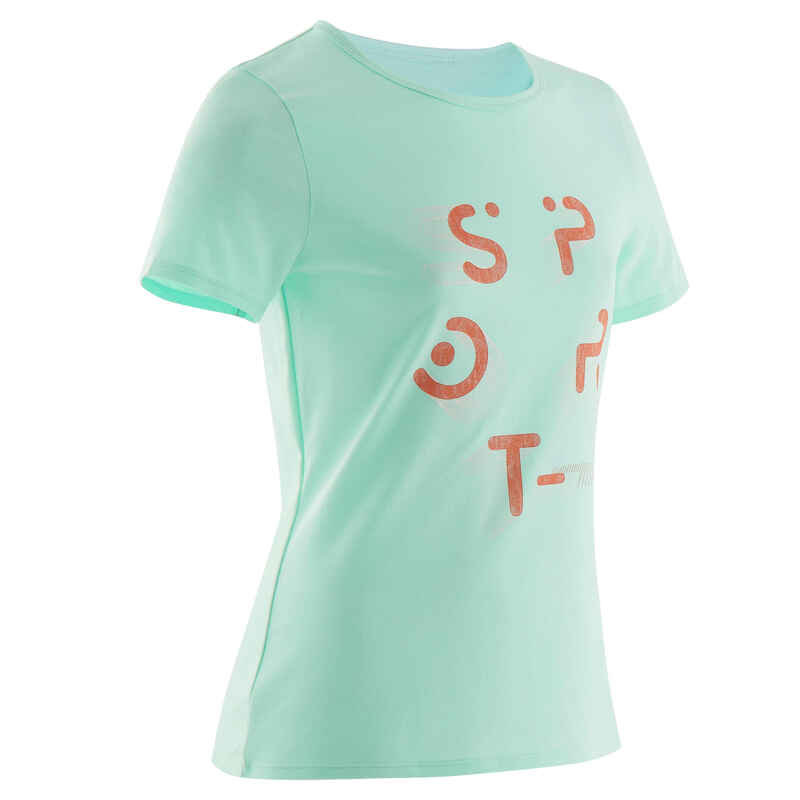 T-Shirt 100 Gym Kinder hellgrün mit Print T-Shirt 100 Gym Kinder hellgrün mit Print