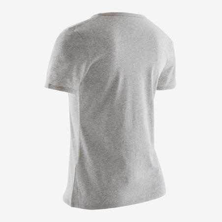 Girls' Gym Short-Sleeved T-Shirt 100 - Mottled Grey/Pink Print