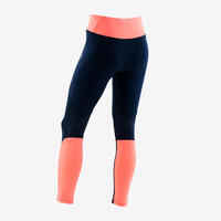 Girls' Synthetic Breathable Leggings - Navy/Coral