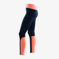 Girls' Synthetic Breathable Leggings - Navy/Coral