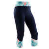 Girls' Breathable Synthetic Cropped Gym Bottoms S500 - Navy Blue/Green Print