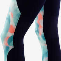 Girls' Breathable Synthetic Leggings - Navy/Green/Print