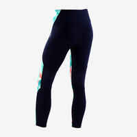 Girls' Breathable Synthetic Leggings - Navy/Green/Print