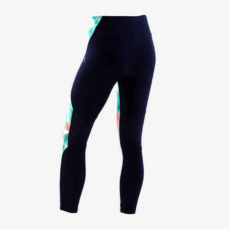 Girls' Breathable Synthetic Leggings - Navy/Green/Print