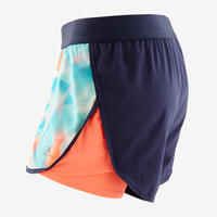Shorts 2-in-1 Mädchen blau/koralle bedruckt