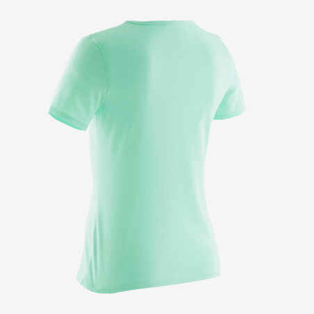 T-Shirt 100 Gym Kinder hellgrün mit Print