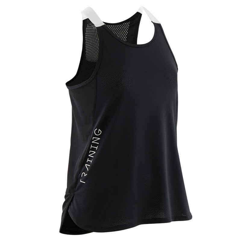 Girls' Technical Breathable Tank Top - Black/White