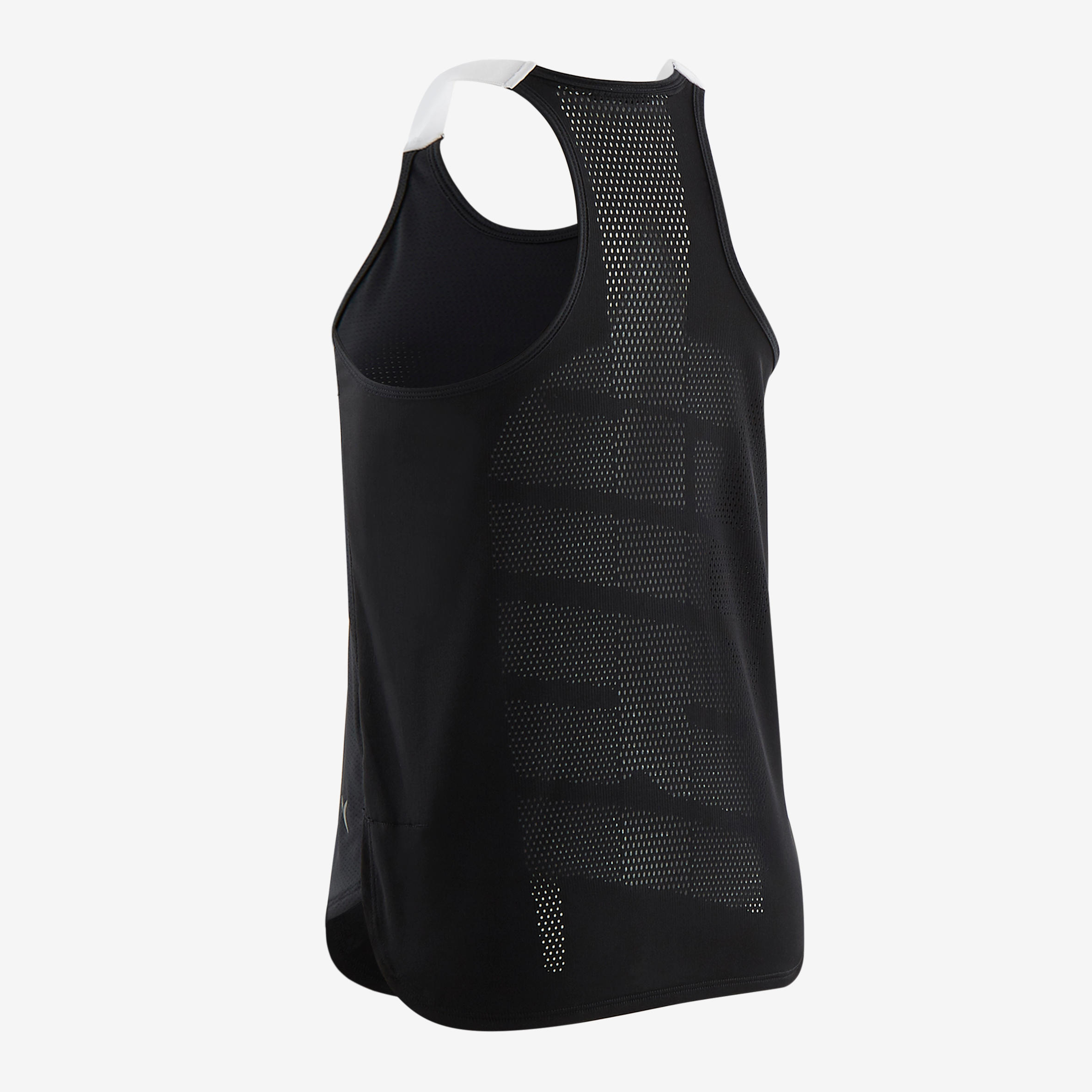 Girls' Technical Breathable Tank Top - Black/White 3/4