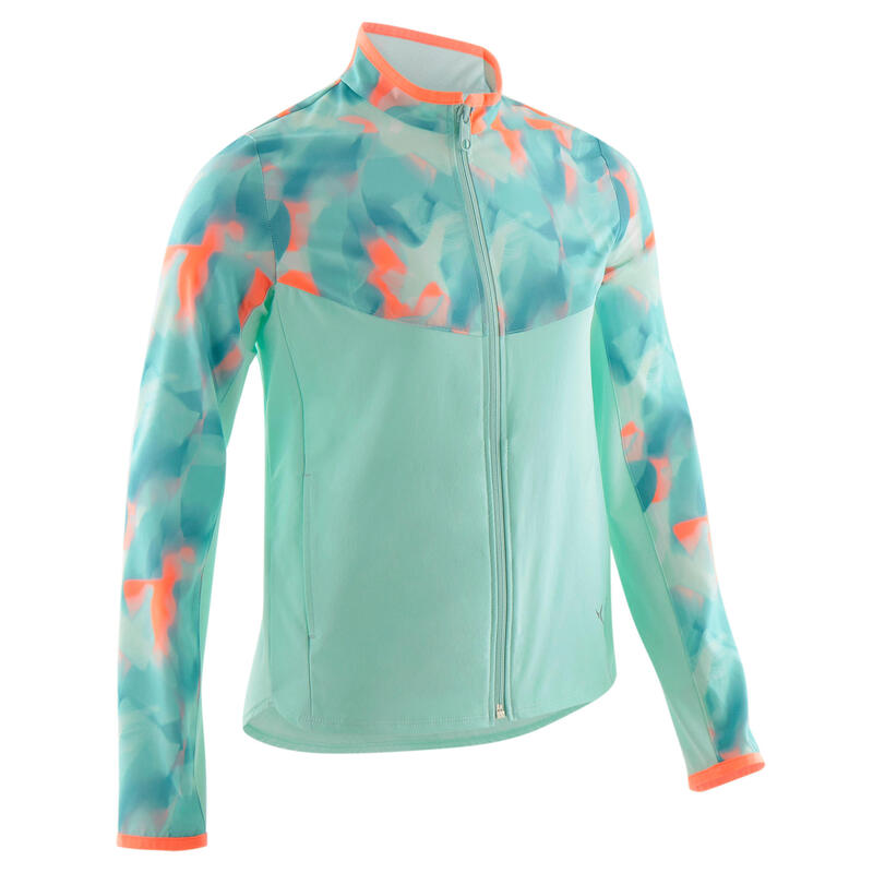 Veste zippée légère imprimée verte fille