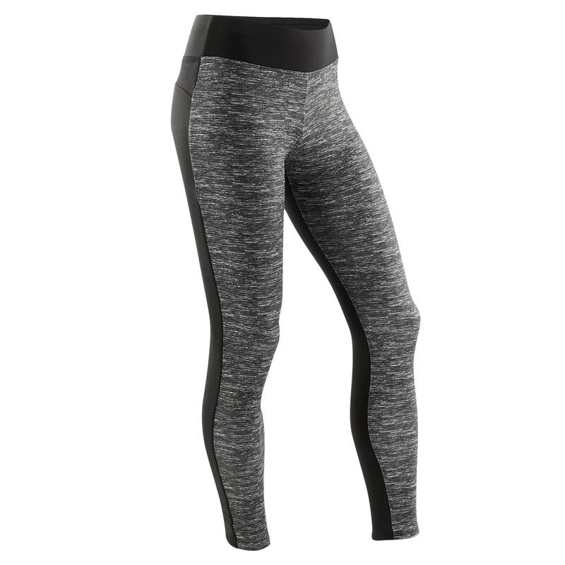 Mallas Leggings Niña Gimnasia Infantil Domyos 500 negro estampado delante