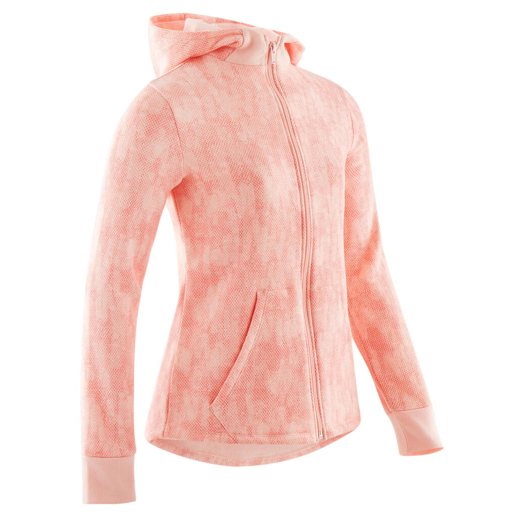 Ζεστή ζακέτα γυμναστικής από πενιέ Jersey για κορίτσια 100 - Ροζ σχέδιο