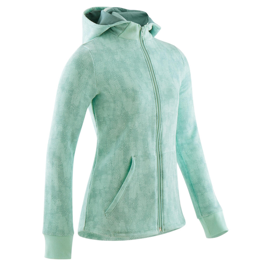 Ζεστή ζακέτα fleece γυμναστικής για κορίτσια 100 - Πράσινο Σχέδιο