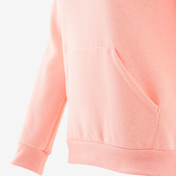 Sweat capuche molleton chaud 100 fille GYM ENFANT rose clair uni