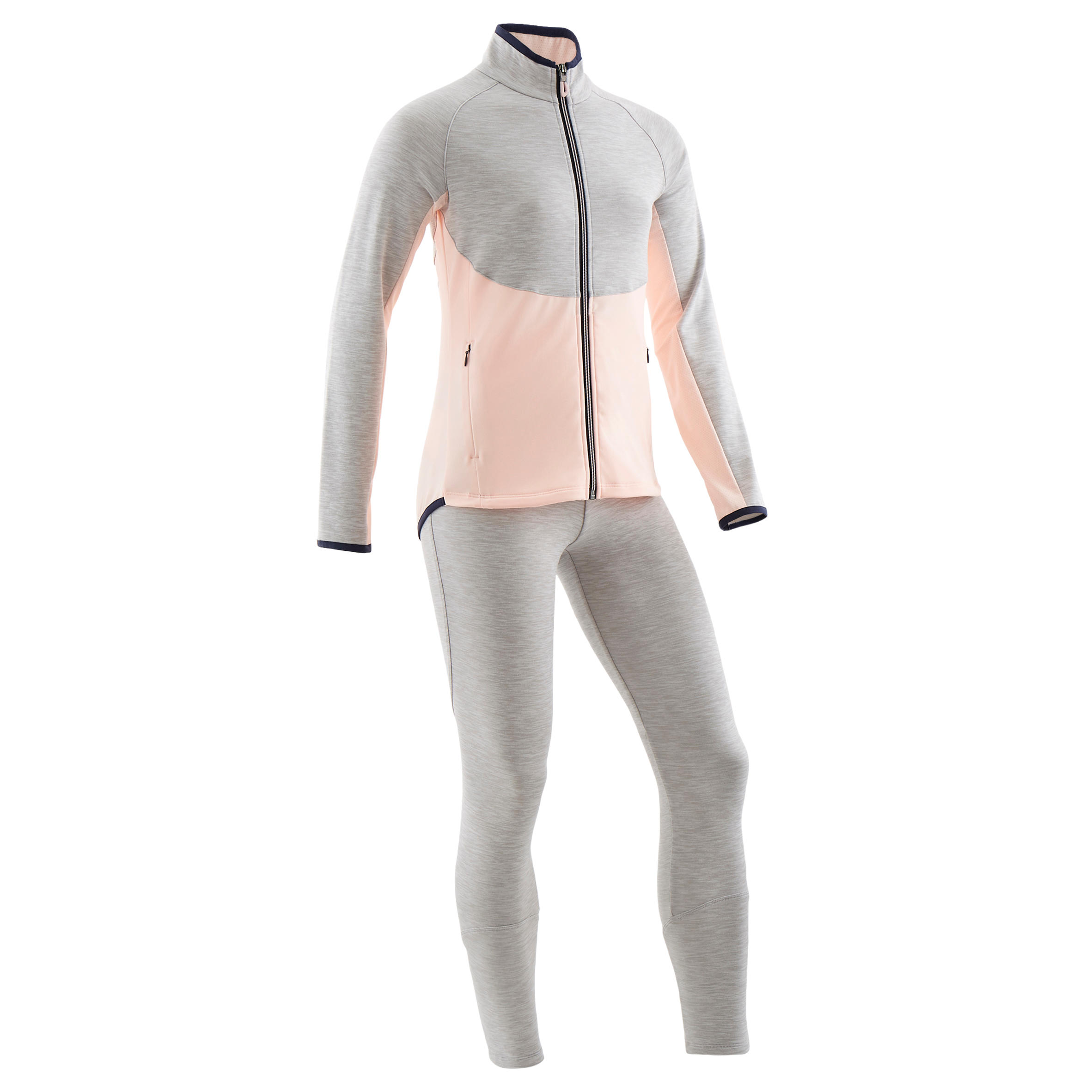 S500 Girls' Warm Breathable Synthetic Gym Tracksuit Domyos Decathlon