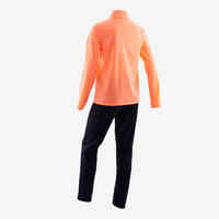 Kids' Breathable Synthetic Tracksuit Gym'y - Coral Top/Navy Bottoms
