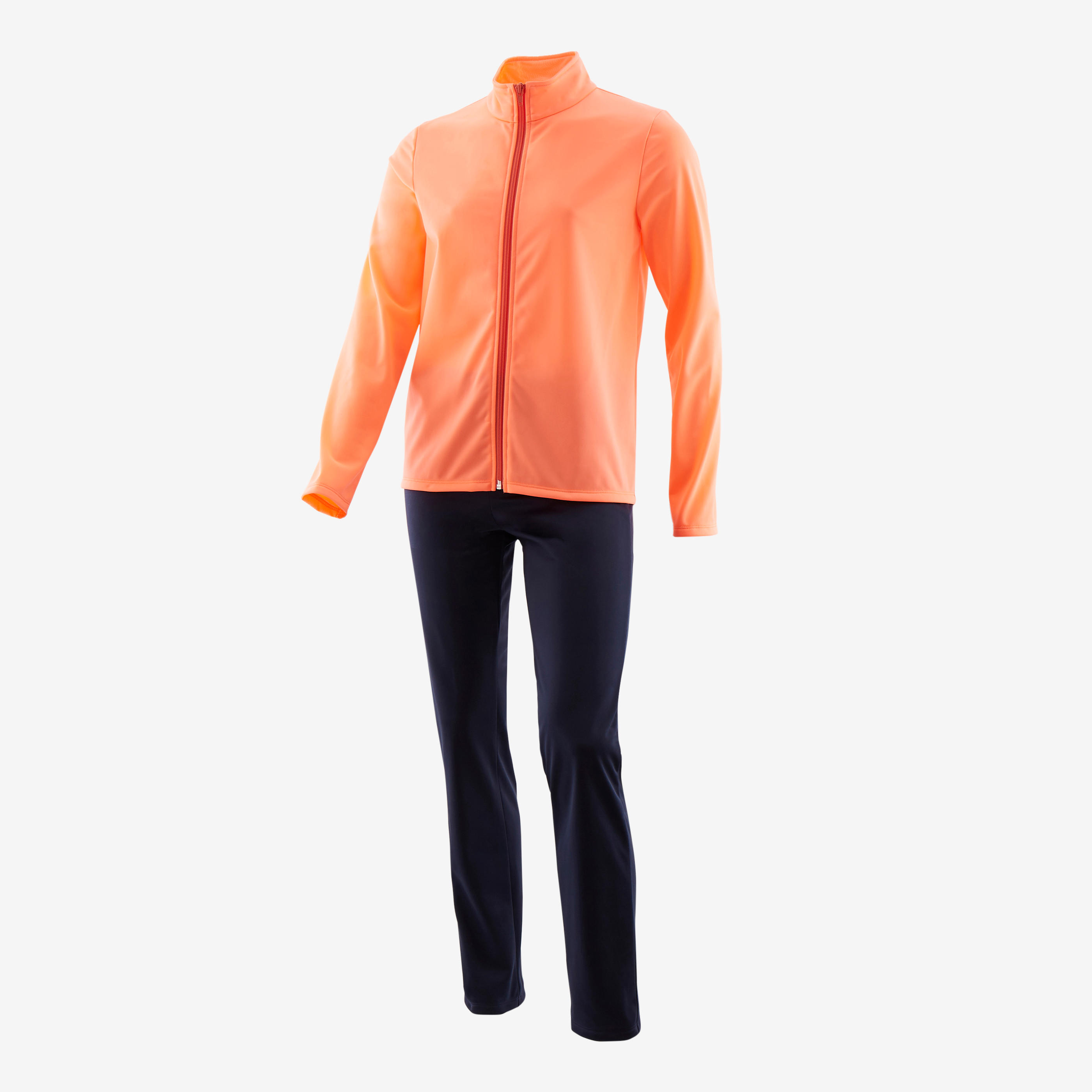 Kids' Breathable Synthetic Tracksuit Gym'y - Coral Top/Navy Bottoms 2/6