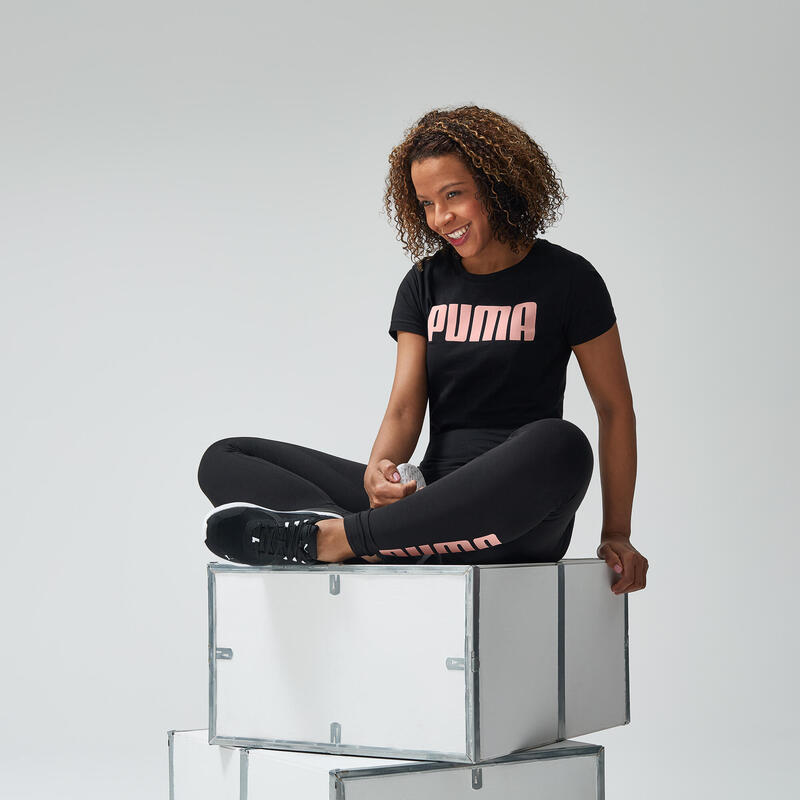 T-Shirt Puma Femme Noir avec Logo Blanc
