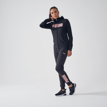 Брюки для джоггинга женские черно-розовые Puma