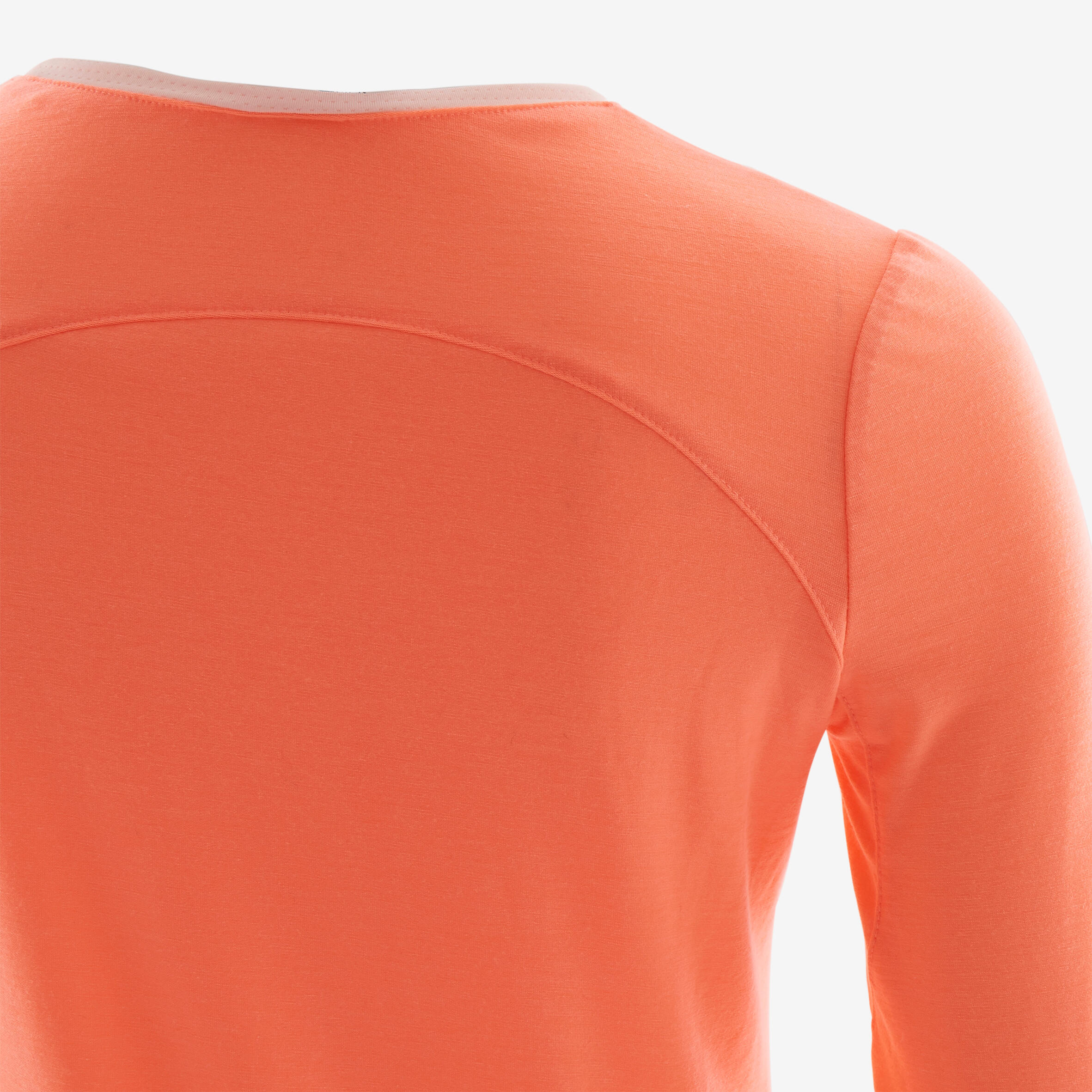 Kids' Breathable Cotton Long-Sleeved Gym T-Shirt 500 - Coral 5/5