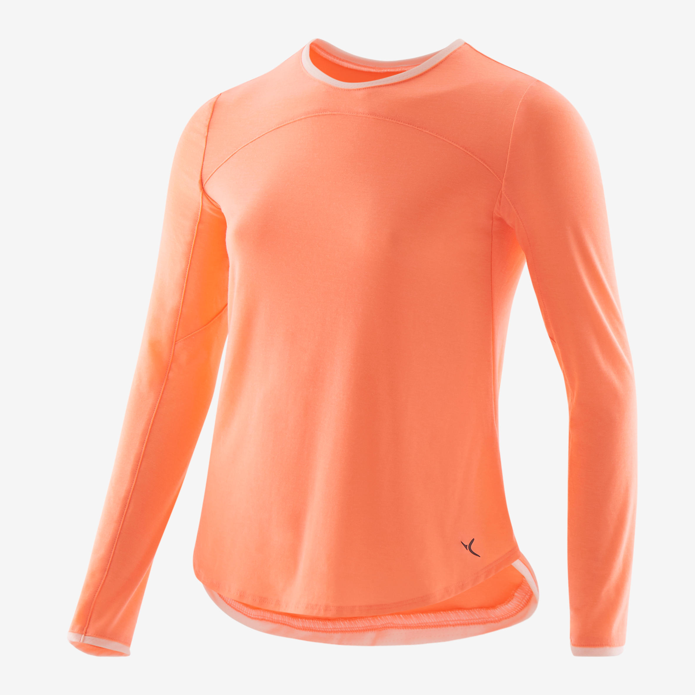Kids' Breathable Cotton Long-Sleeved Gym T-Shirt 500 - Coral 2/5