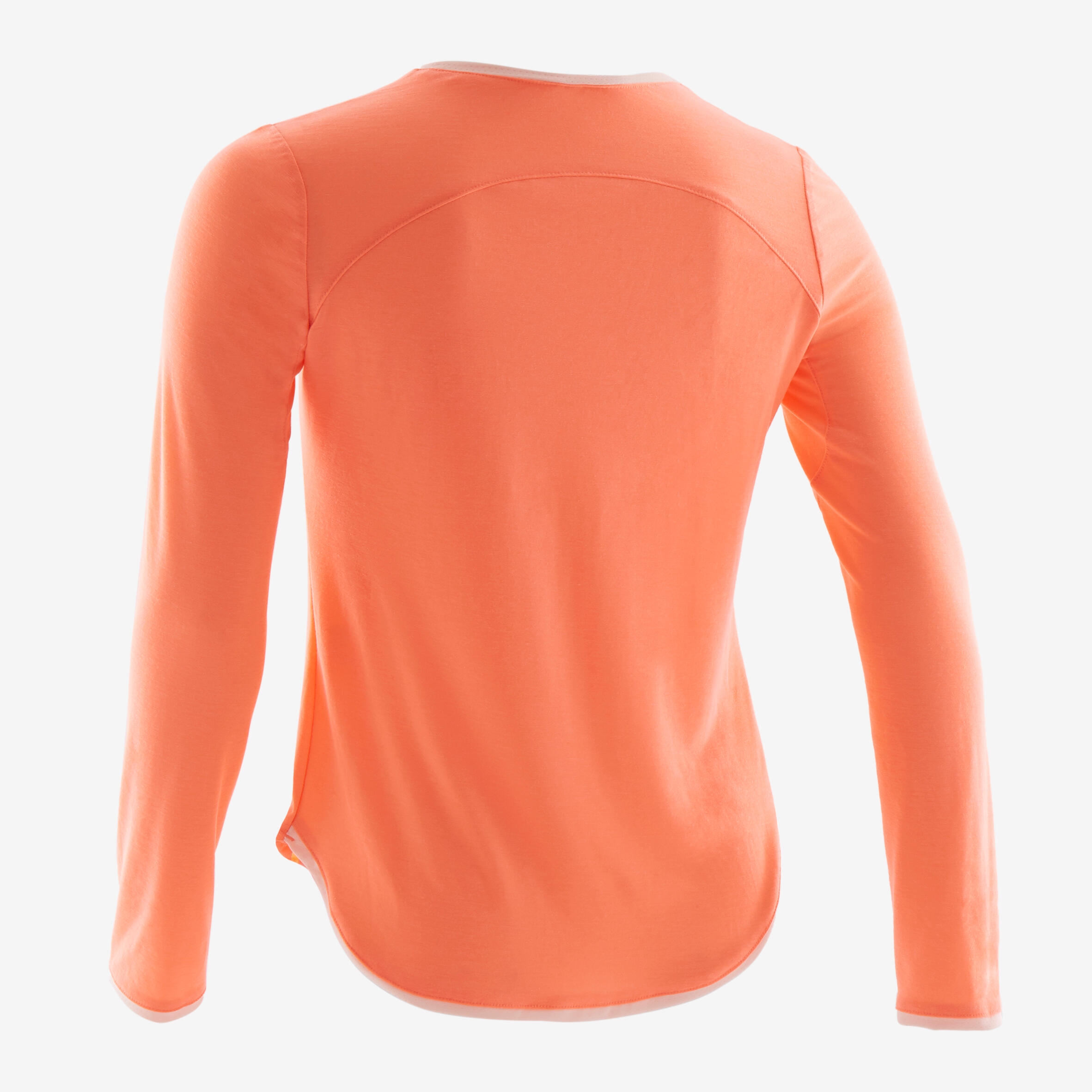 Kids' Breathable Cotton Long-Sleeved Gym T-Shirt 500 - Coral 3/5