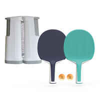 Tischtennis-Set Pfosten + Netz verstellbar Rollnet weiss/grau 2 Schläger 2 Bälle