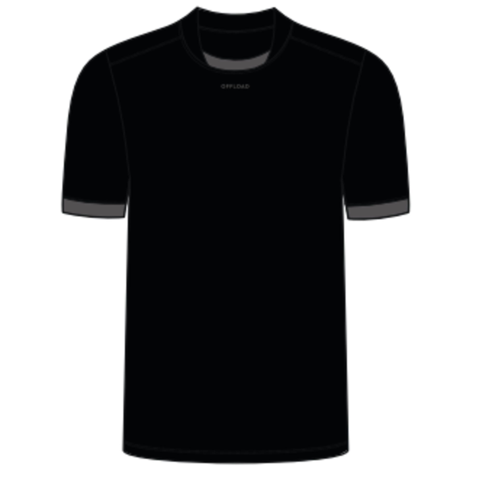 Camiseta de rugby adulto Offload R100  negra y gris 10/15