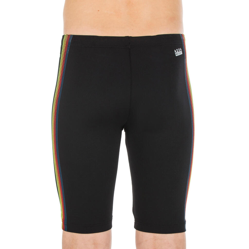 Jammer de natation garçon - fitib - bleu turquin / jaune fluo / gris