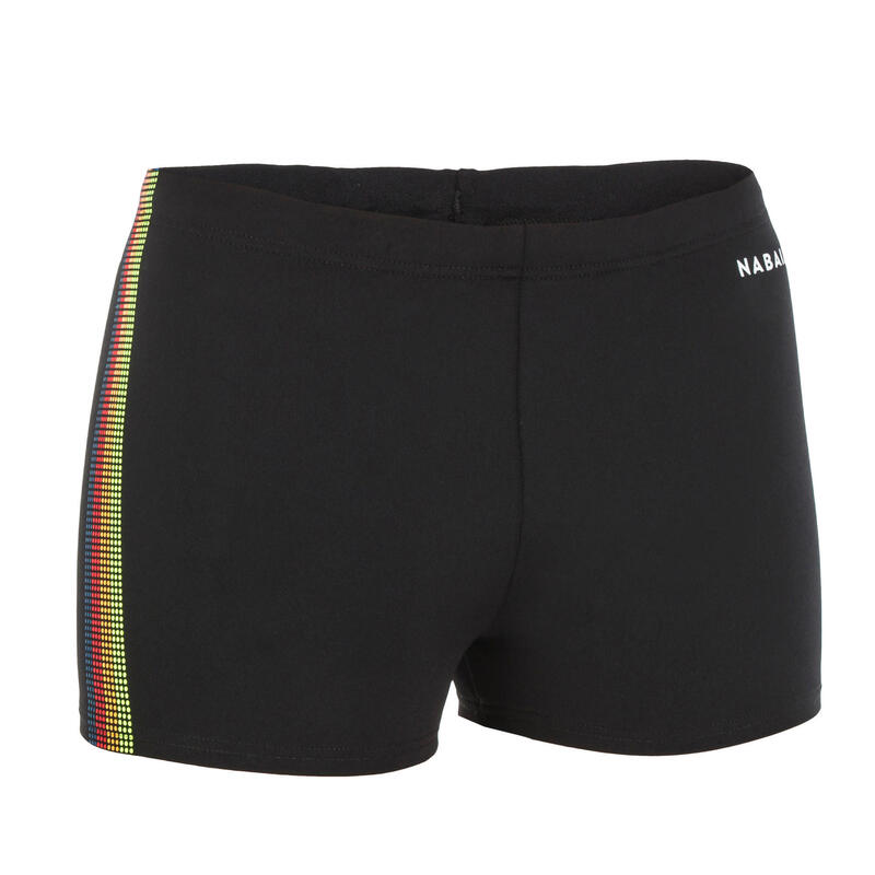 CALÇÕES DE BANHO NATAÇÃO RAPAZ BOXERS FITIB PRETO AMARELO FLUORESCENTE