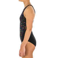 Girls’ swimming 1-piece swimsuit - 500 Kamiye fire black yellow