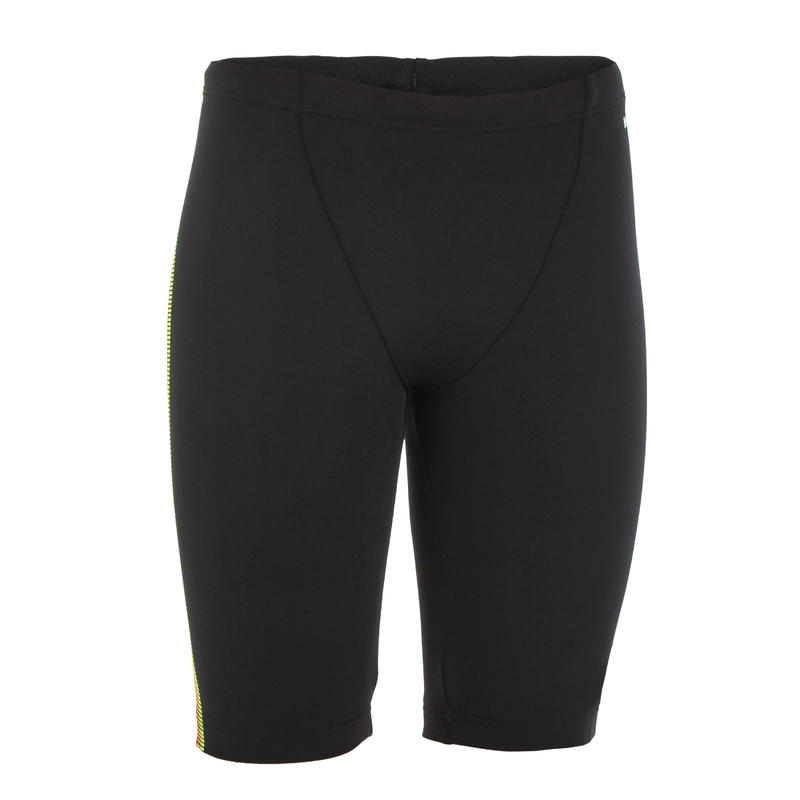 FITIB 500 BOY'S SWIMMING JAMMER BLACK / NEON YELLOW Decathlon