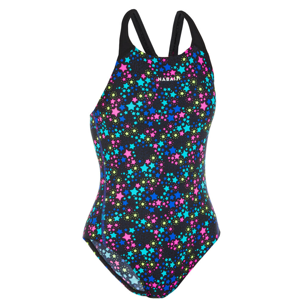 KAMYLEON 500 Girl's Swimsuit - Star Black / Yellow