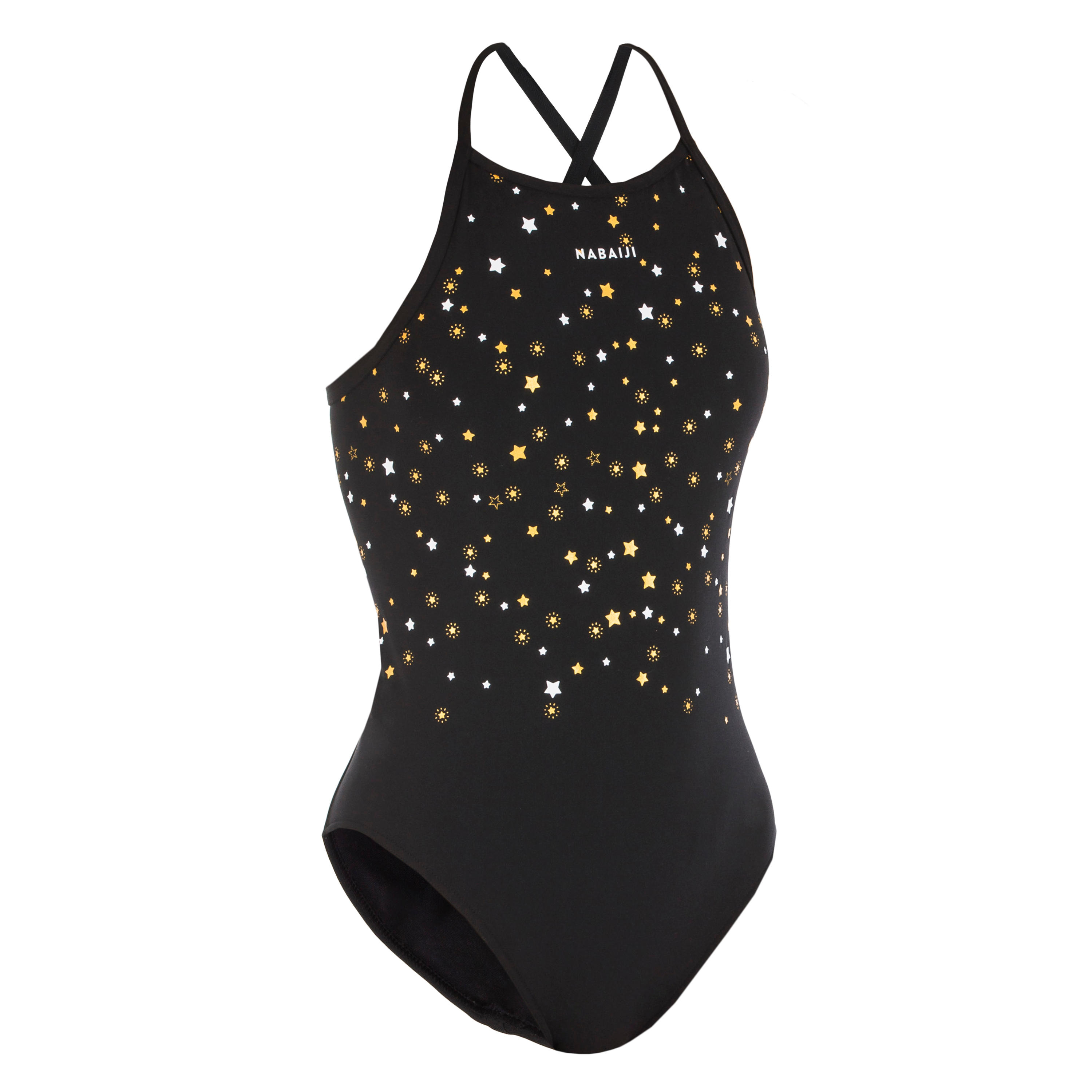 Girls' Swimming One-Piece Swimsuit Jade Star - Black 5/5