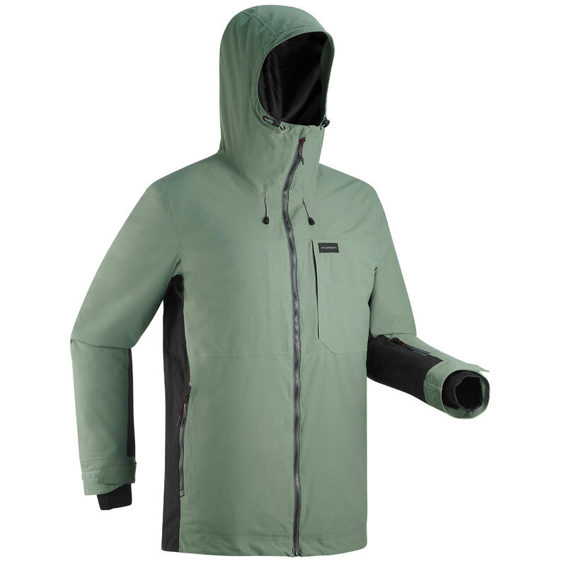 Férfi kabát snowboardozáshoz, síeléshez 500-as, zöld, khaki