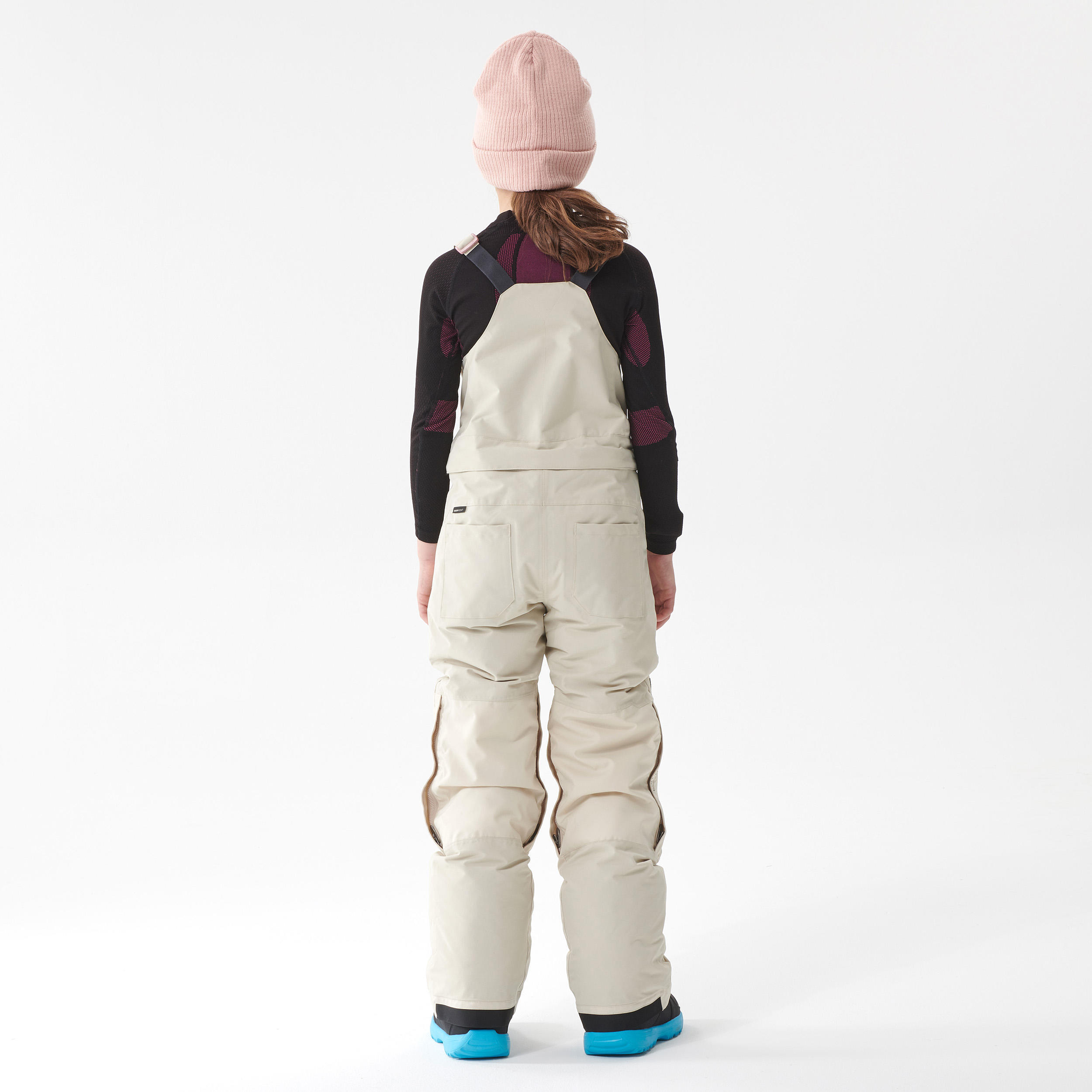 Kids’ Durable Snowboard Salopettes - Bib 500 Girl - Beige 6/18