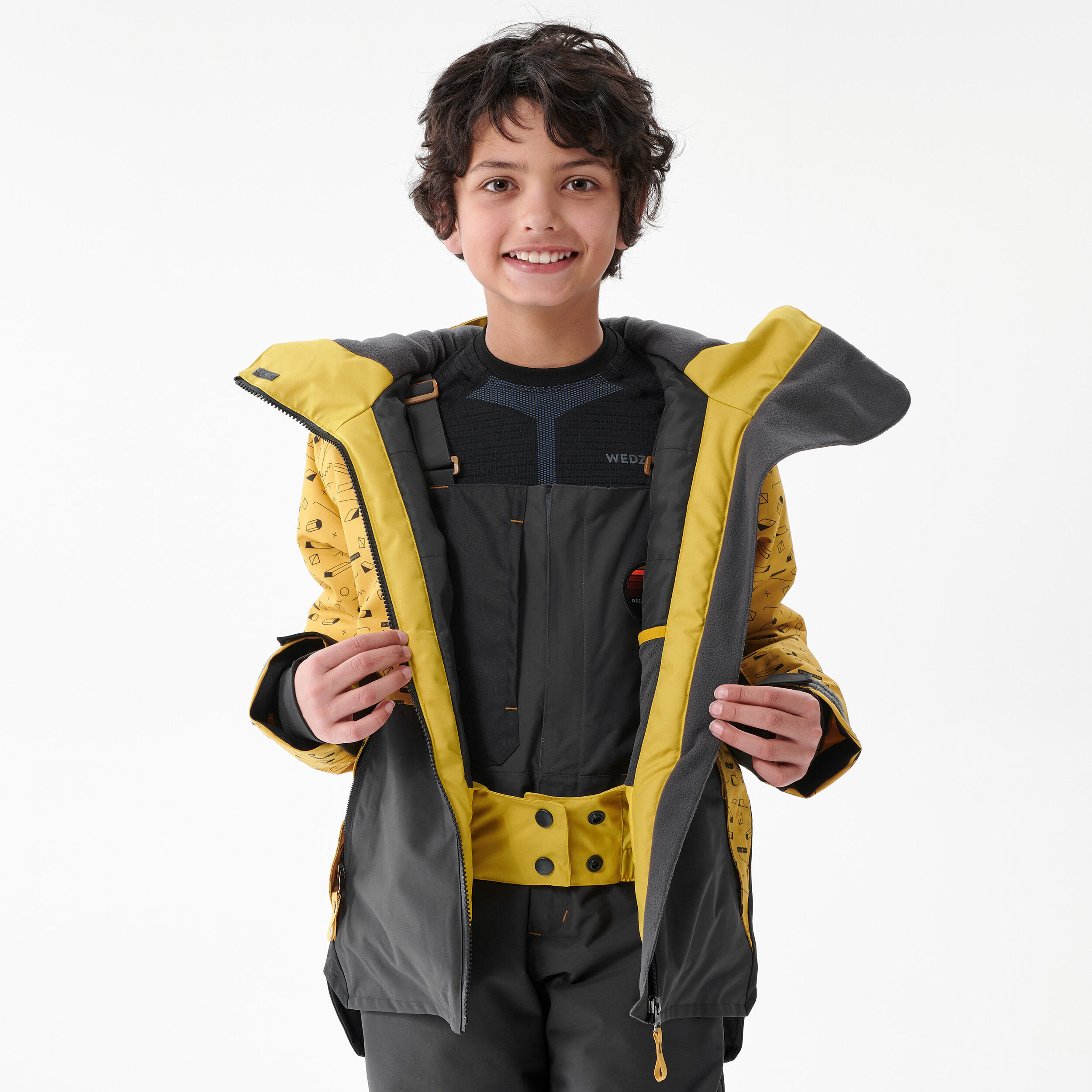 KIDS’ SNOWBOARD SNB 500 JACKET – yellow 14/16