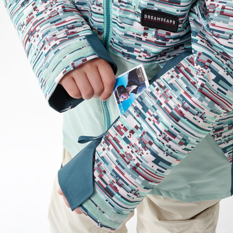 Dětská snowboardová bunda SNB 500 modrá se vzorem