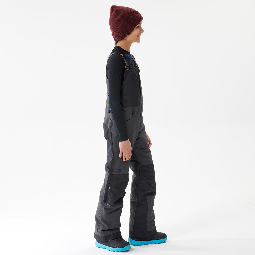 Chlapčenské nohavice Bib 500 na lyžovanie a snowboard čierne