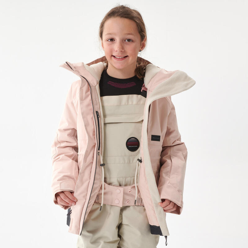 Chaqueta snowboard y esquí, dreamscape SNB JKT 500, impermeable, niños, Rosa