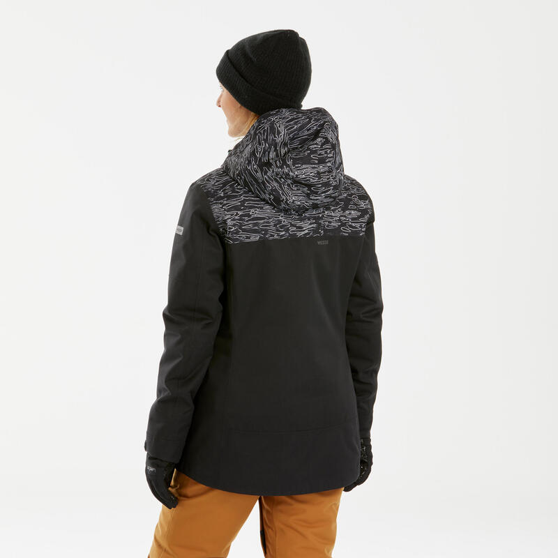 Snowboardjacke Skijacke Protect 500 3-in-1 Damen schwarz