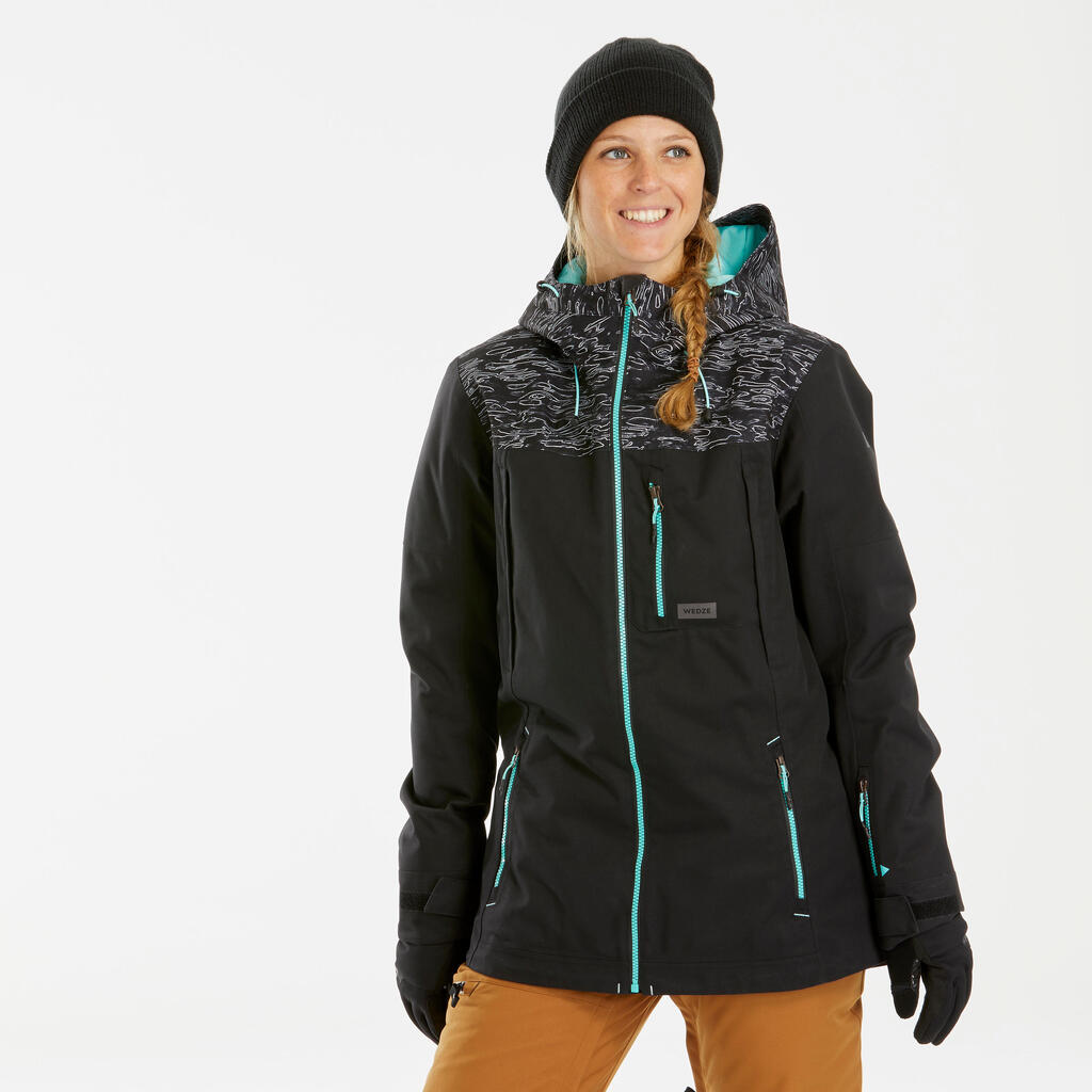 Snowboardjacke Damen - Skijacke Protect 500 3-in-1 schwarz