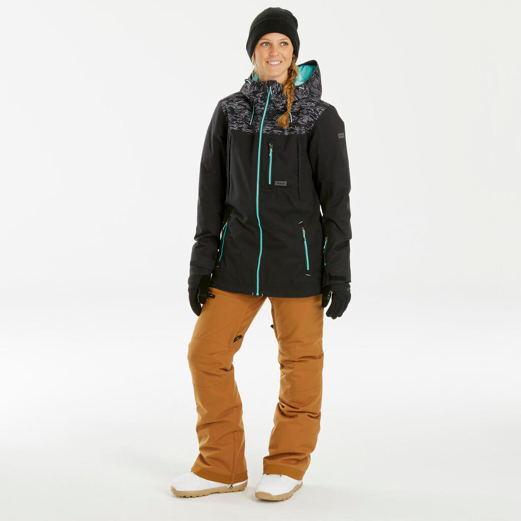 Snowboardjacke Damen - Skijacke Protect 500 3-in-1 schwarz