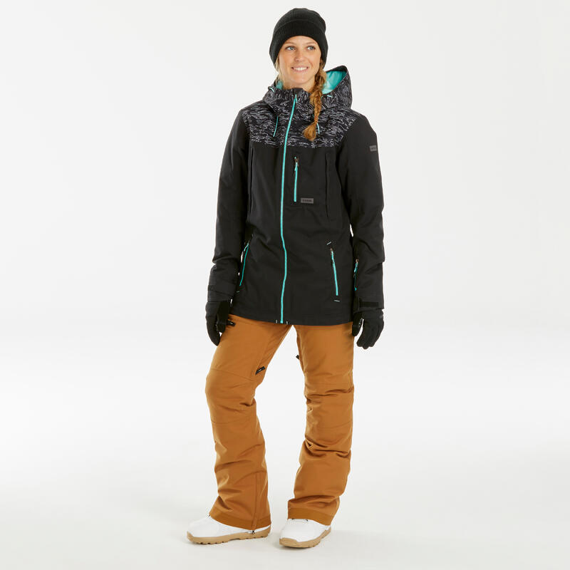 Veste de Snowboard et de ski Femme SNB JKT 500 PROTEC Noire 3 EN 1
