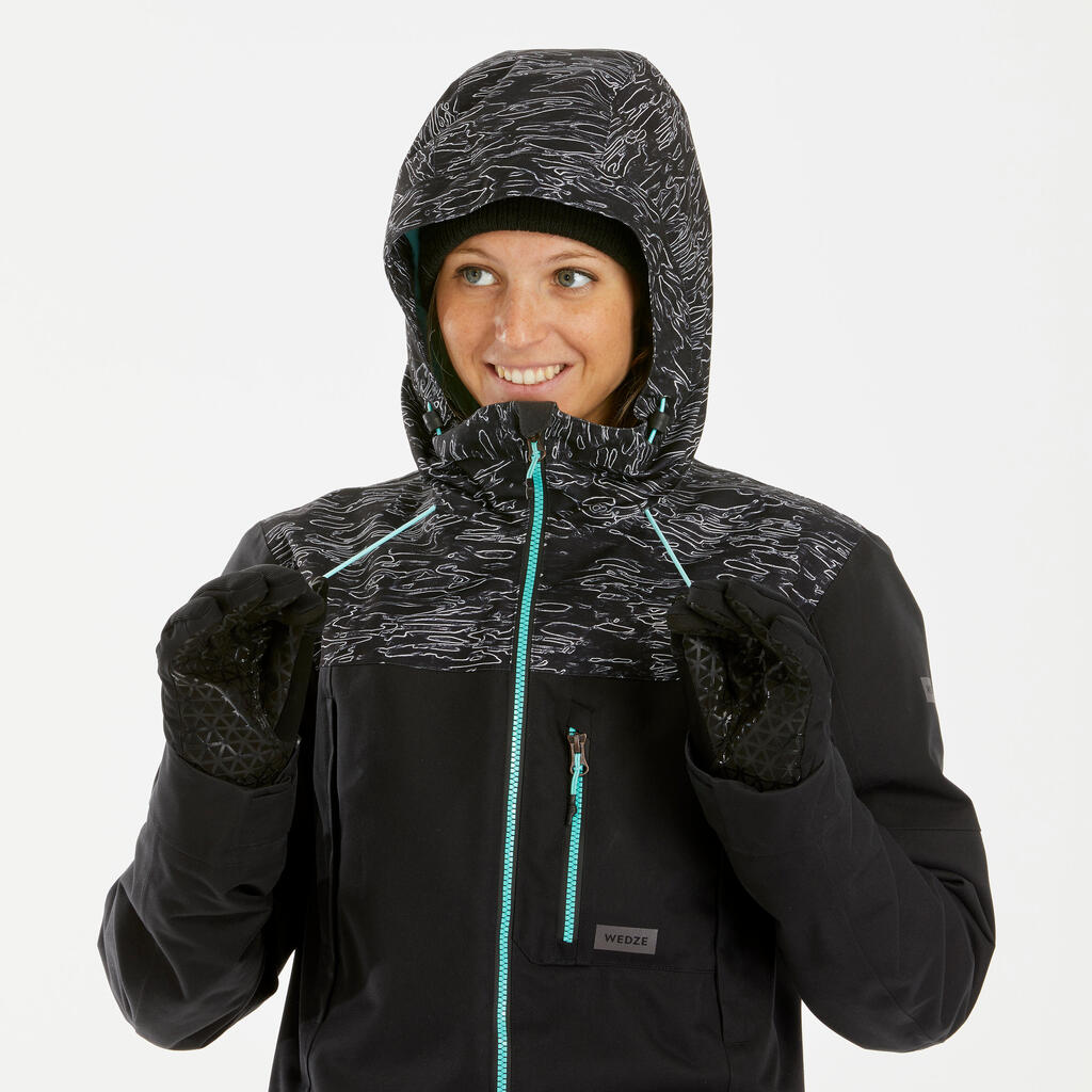 Snowboardjacke Damen - Skijacke Protect 500 3-in-1 schwarz