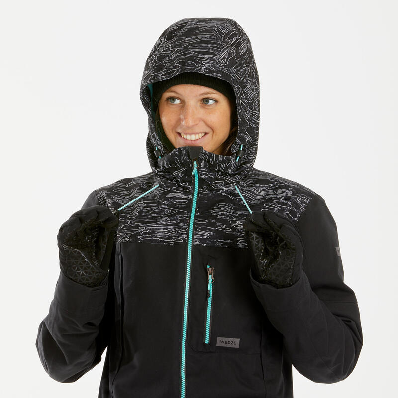 Veste de Snowboard et de ski Femme SNB JKT 500 PROTEC Noire 3 EN 1