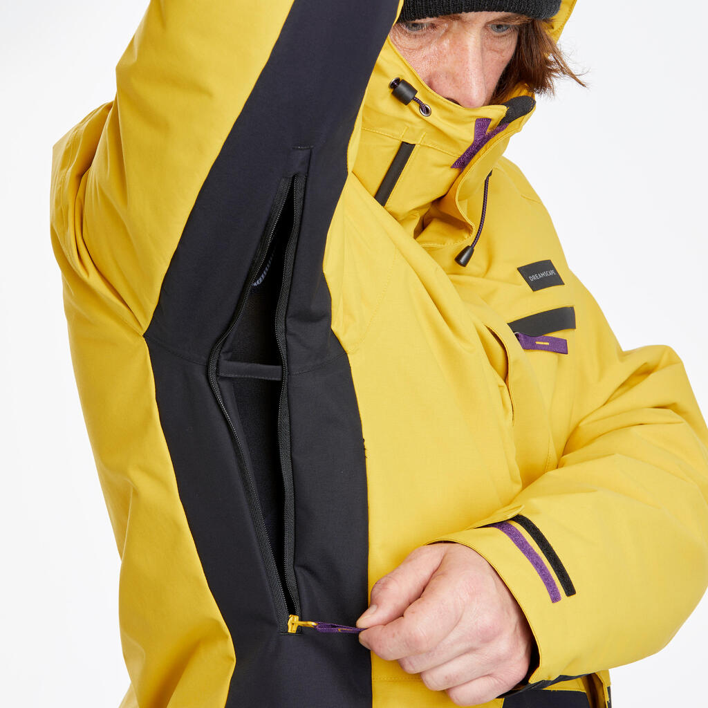Pánska snowboardová bunda 100 žlto-čierna