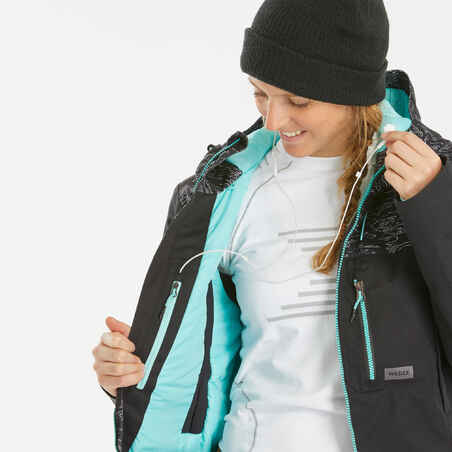 Snowboardjacke Skijacke Protect 500 3-in-1 Damen schwarz