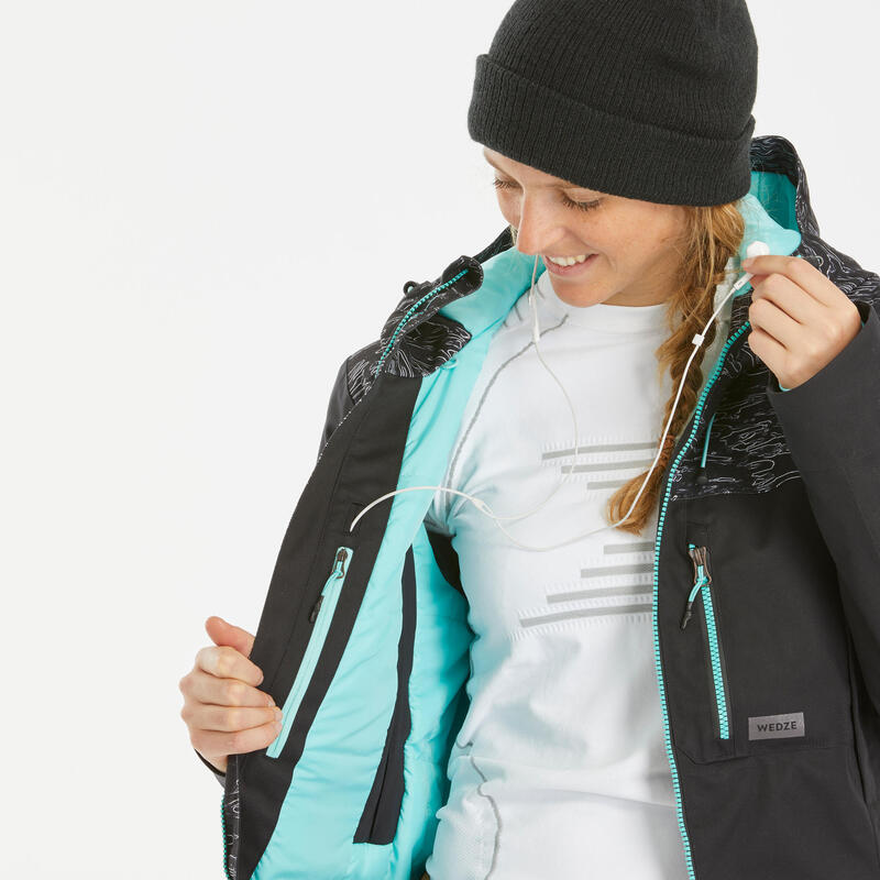 Veste de snowboard et de ski femme SNB JKT 500 Camo noir
