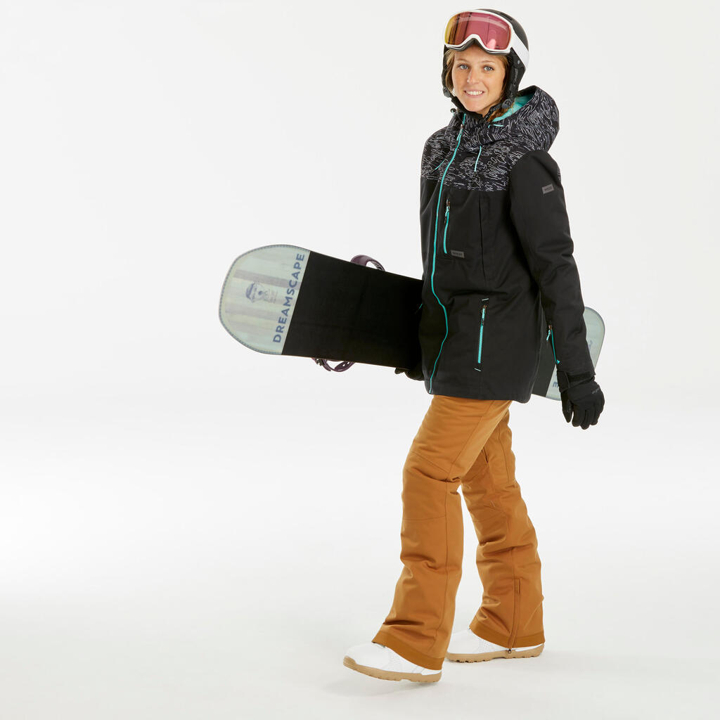 Dámska bunda 3 v 1 SNB JKT 500 Protec na snowboard a lyžovanie bordová